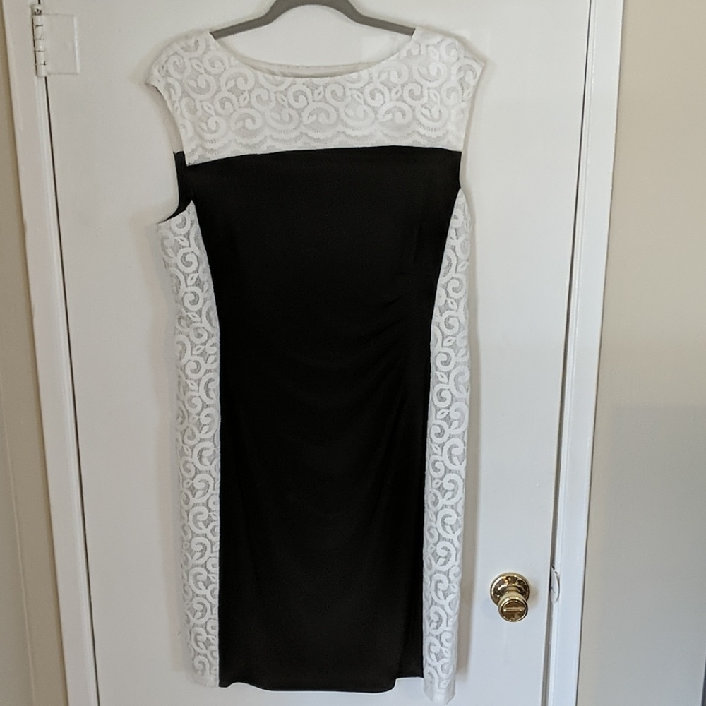 Black with white lace midthigh dress